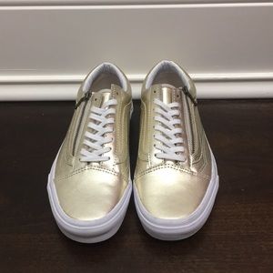 Vans Leather Old Skool zip, gold sneakers